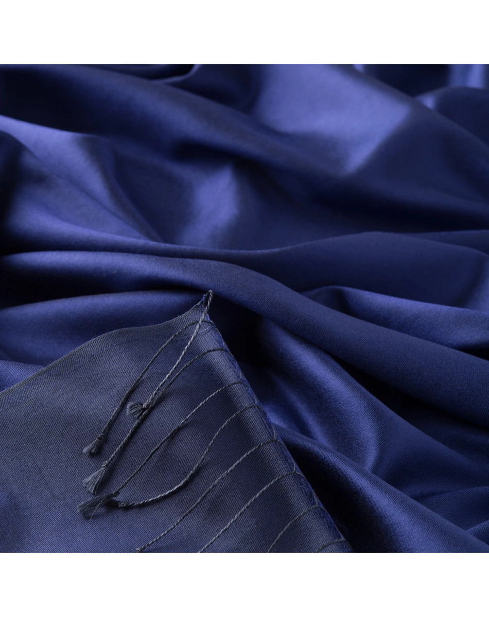 İpekevi 00927 Saks Mavi Çift Taraflı İpek Şal