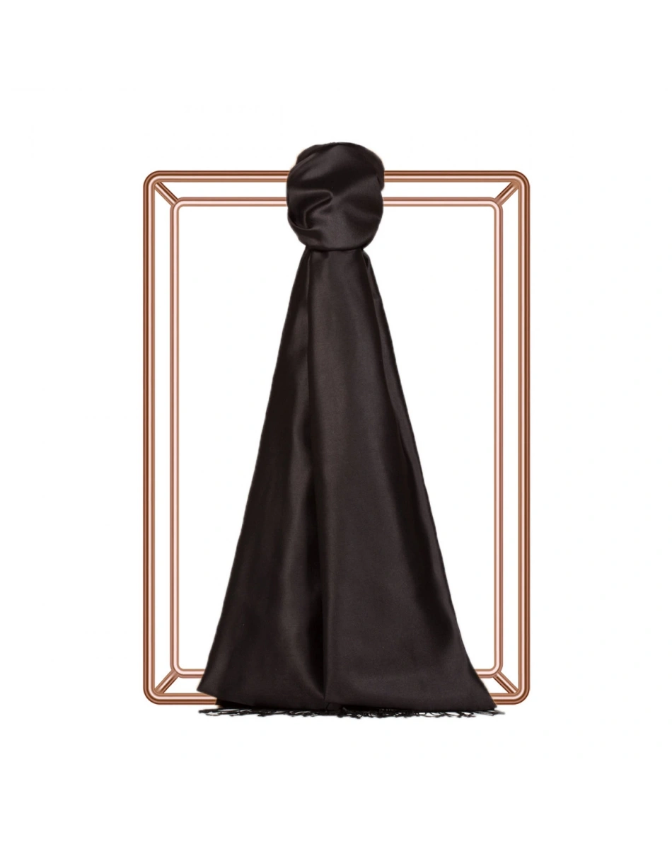 İpekevi 00927 Siyah Çift Taraflı İpek Şal