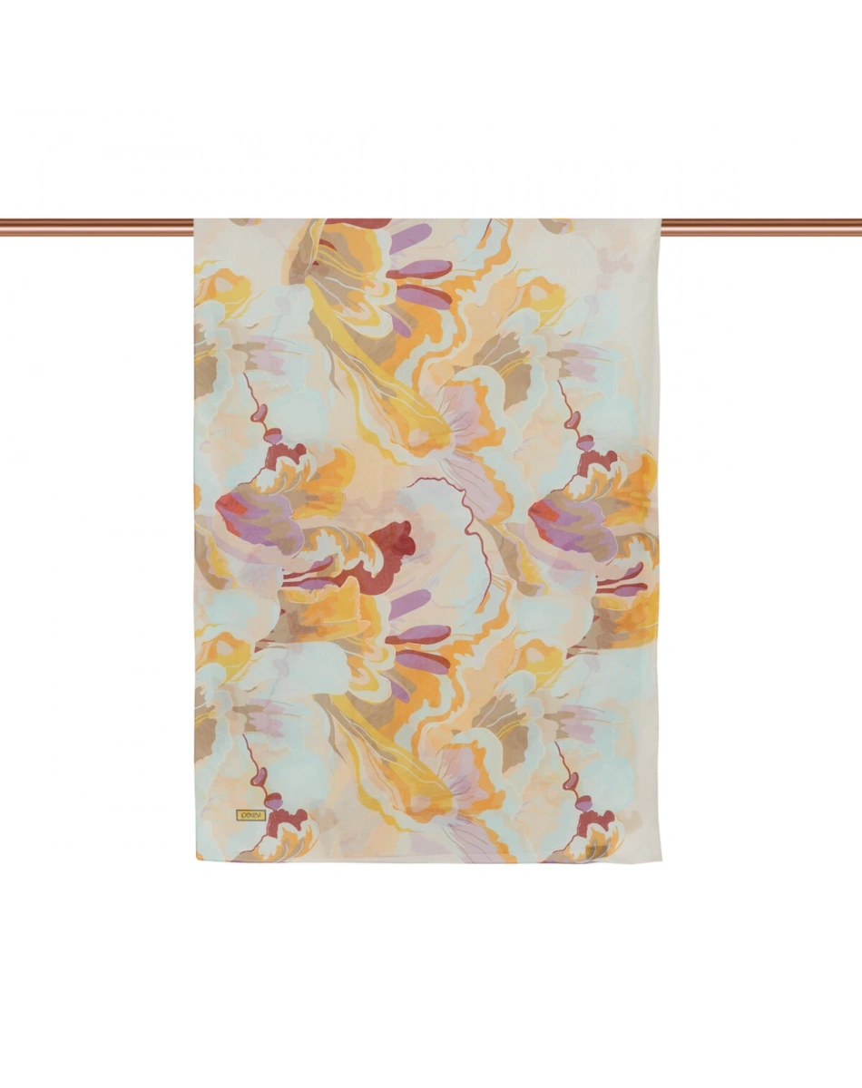 İpekevi 01345 Pudra Çiçek Mermeri Pamuk Şal