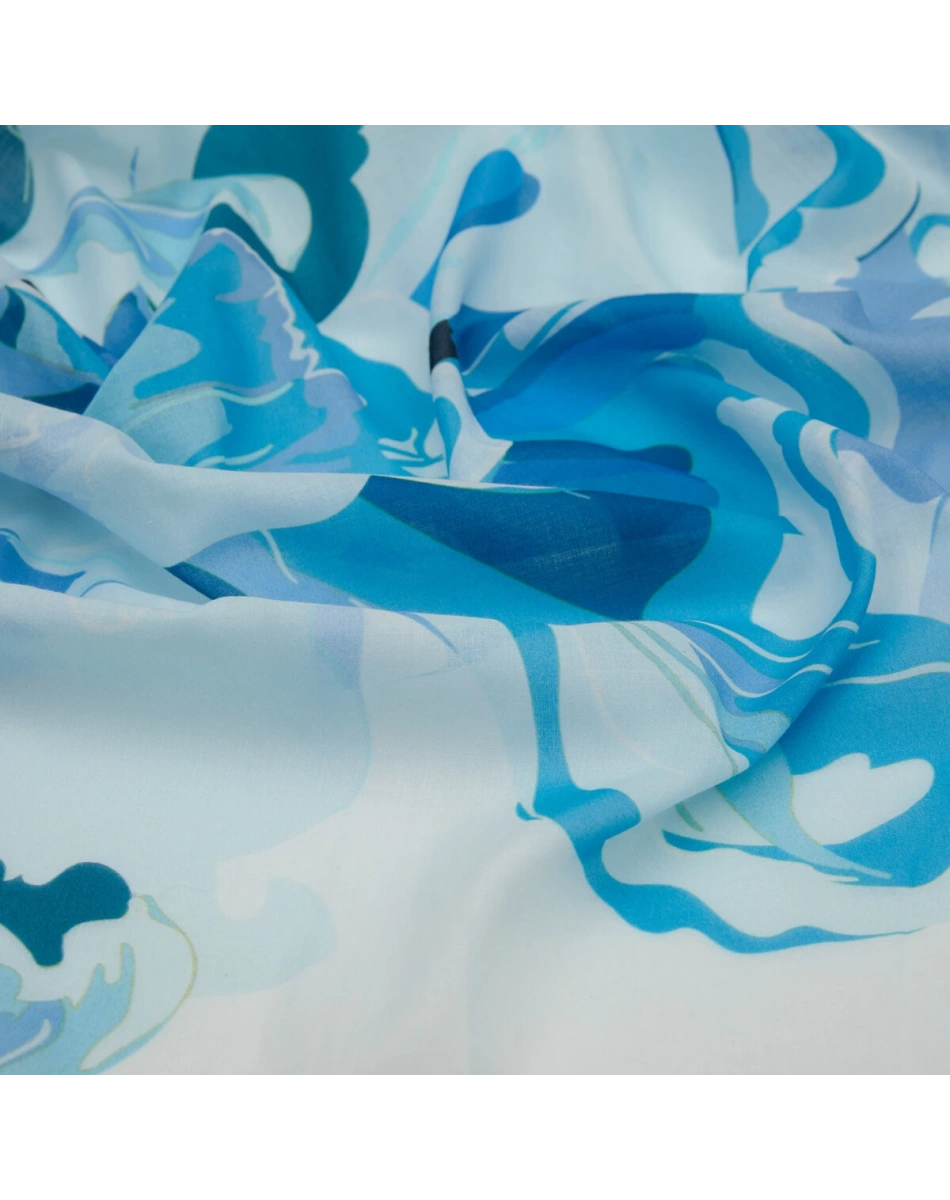 İpekevi 01345 Buz Mavisi Çiçek Mermeri Pamuk Şal