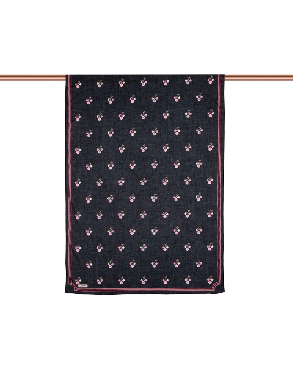 İpekevi 01348 Siyah Nostaljik Duvar Pamuk Şal