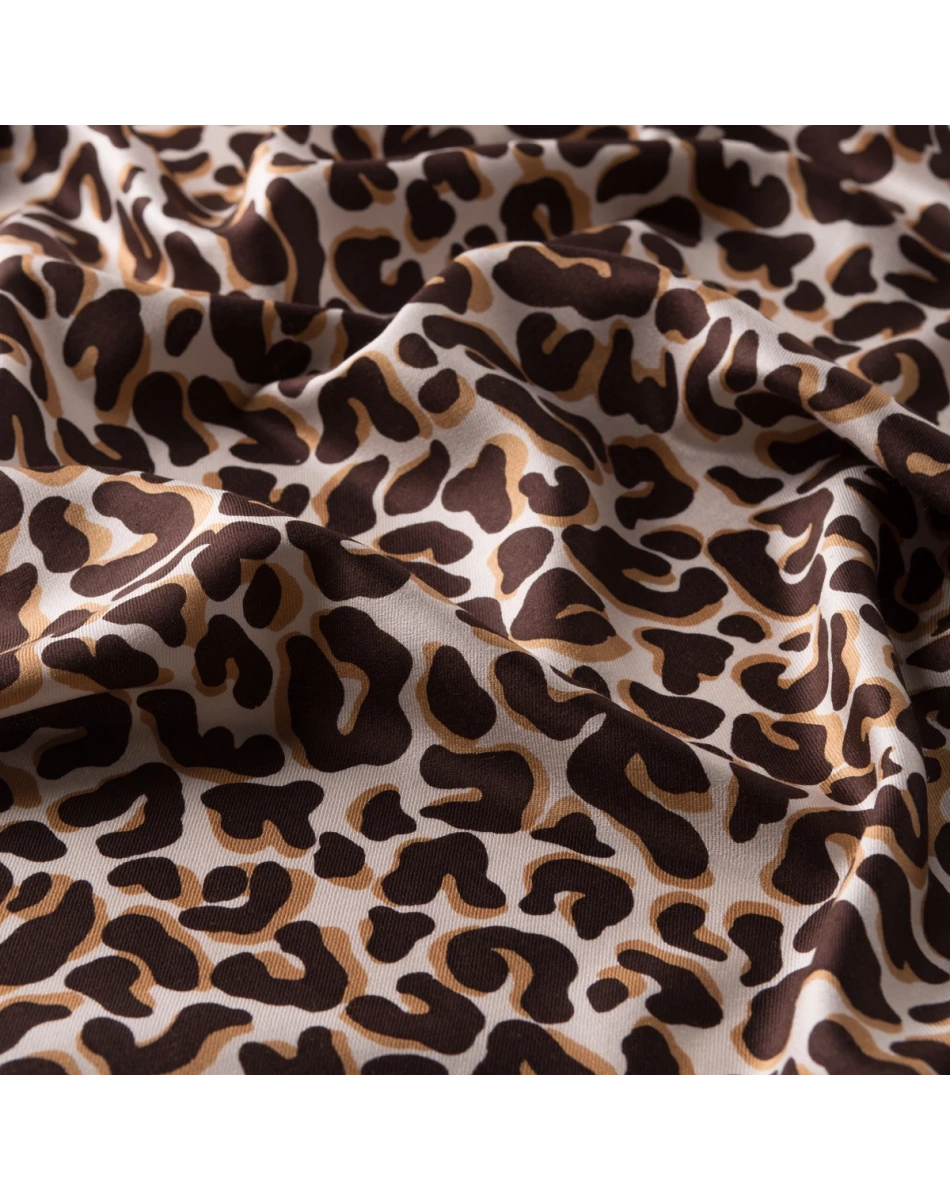 İpekevi 02452 Kahve Leopar Desenli İpek Şal