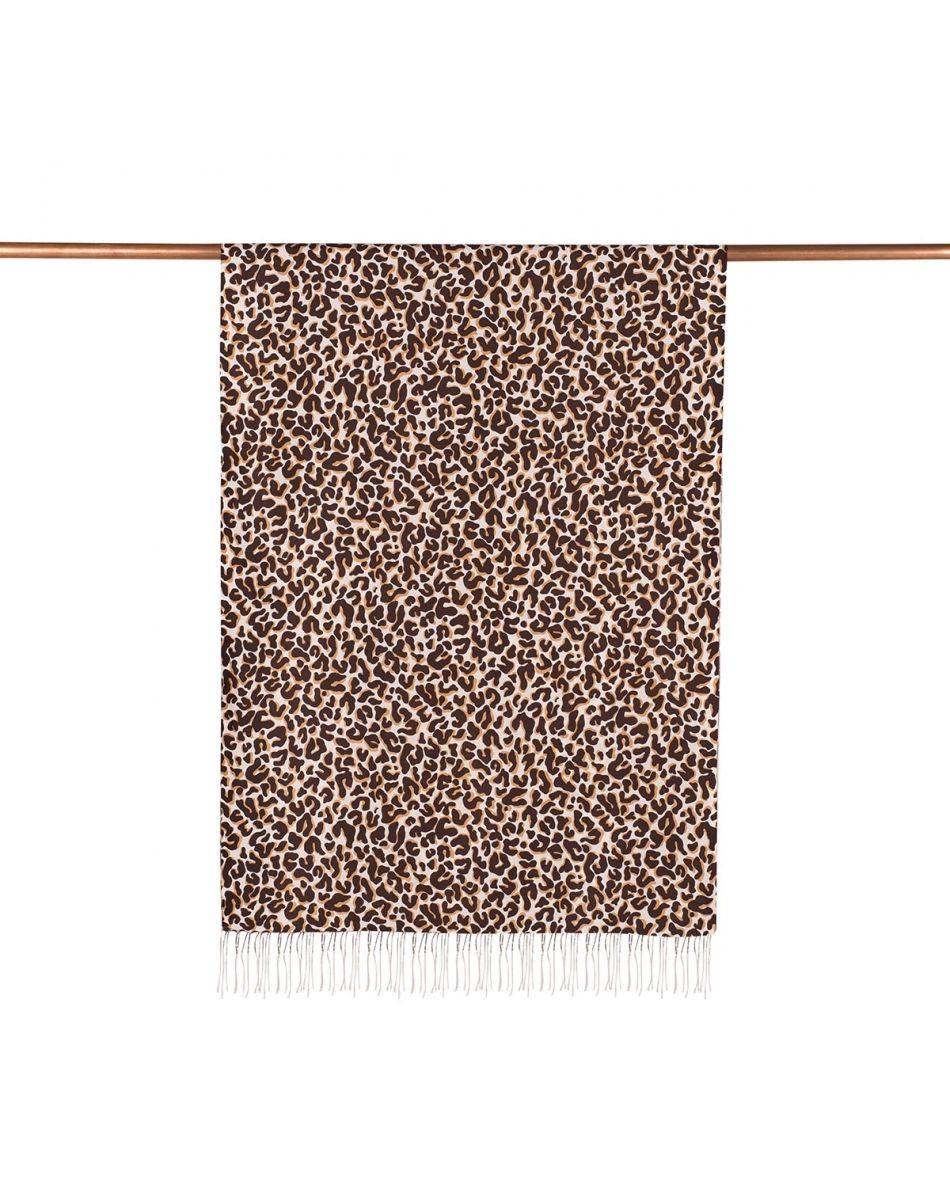 İpekevi 02452 Kahve Leopar Desenli İpek Şal