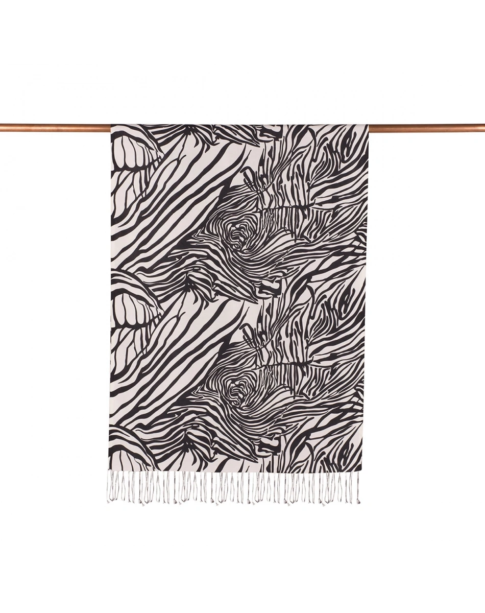 İpekevi 02671 Siyah Zebra Desen İpek Şal