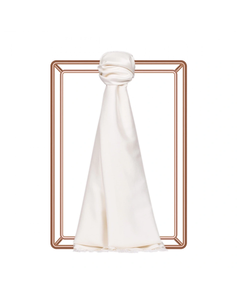 İpekevi 02911 İnci Beyazı Düz İpek Şal