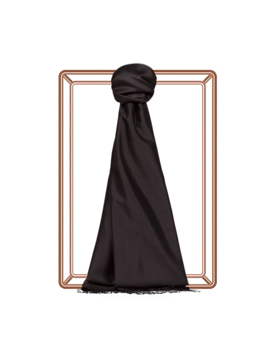 İpekevi 02911 Siyah Düz İpek Şal