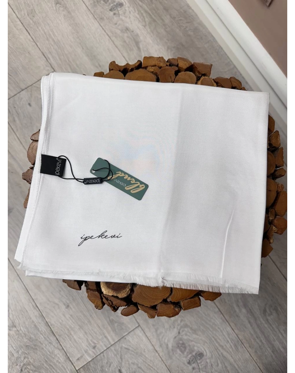 İpekevi 04347 Beyaz Düz Şal