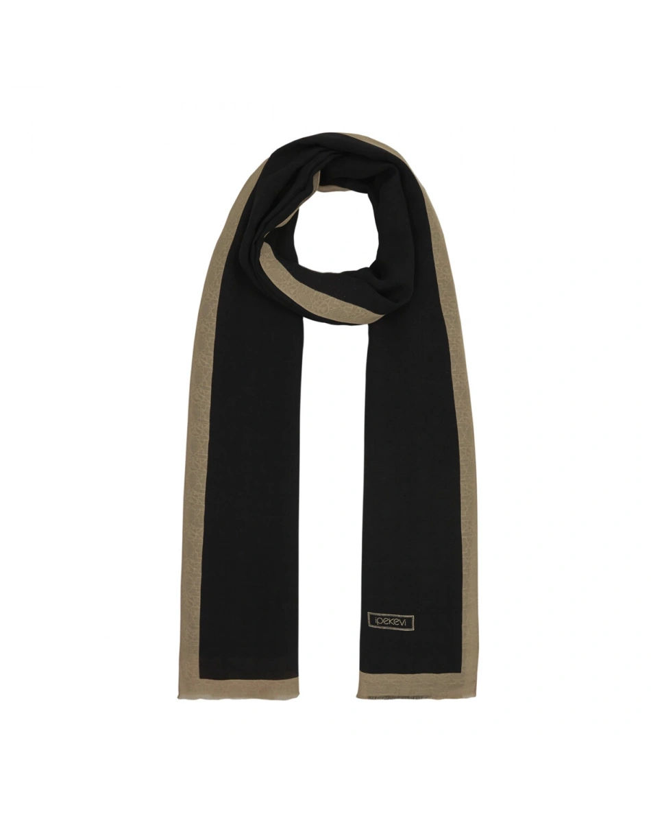 İpekevi 04356 Siyah Bej Dört Mevsim Monogram Şal