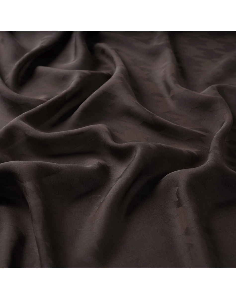 İpekevi 04390 Acı Kahve Dört Mevsim Kazayağı Desenli Monogram Şal