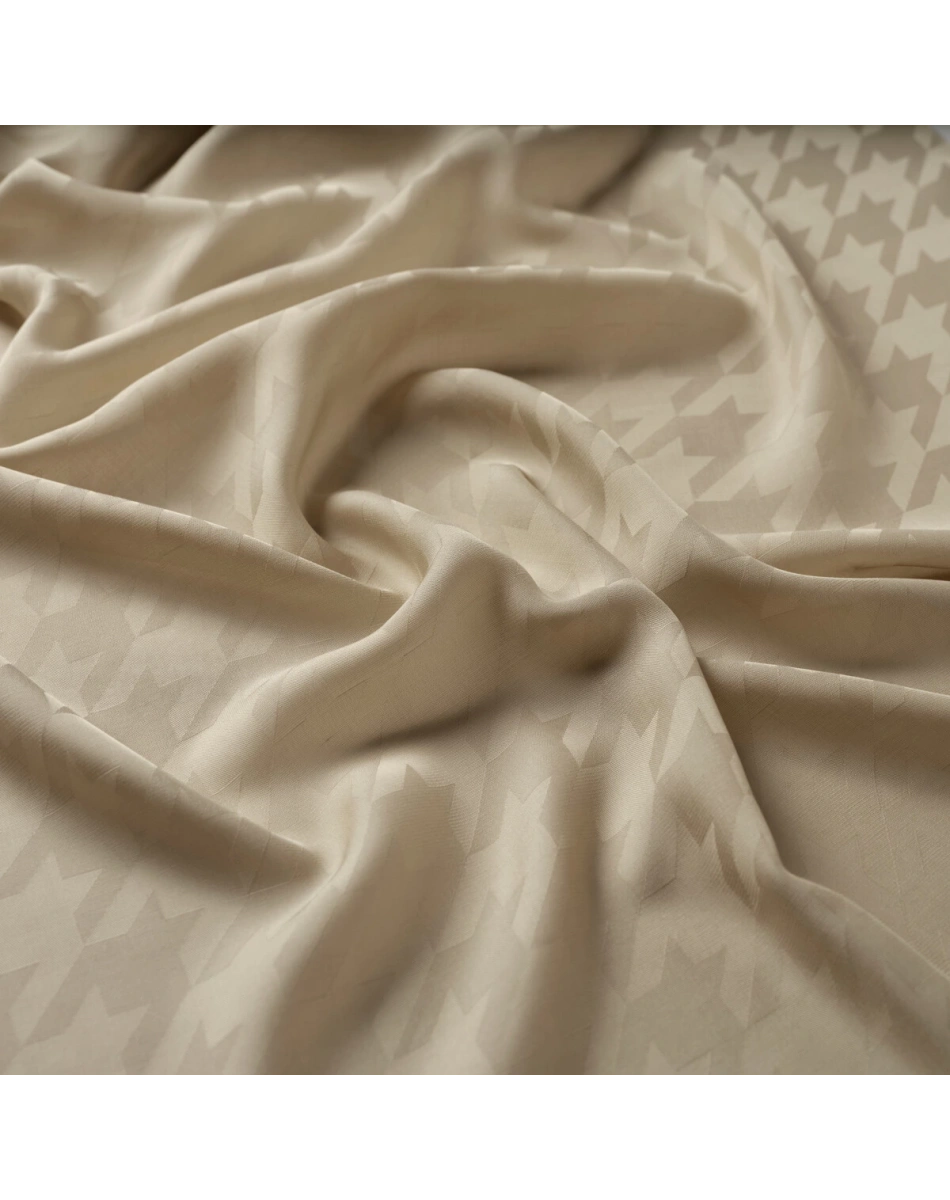 İpekevi 04390 Bej Dört Mevsim Kazayağı Desenli Monogram Şal