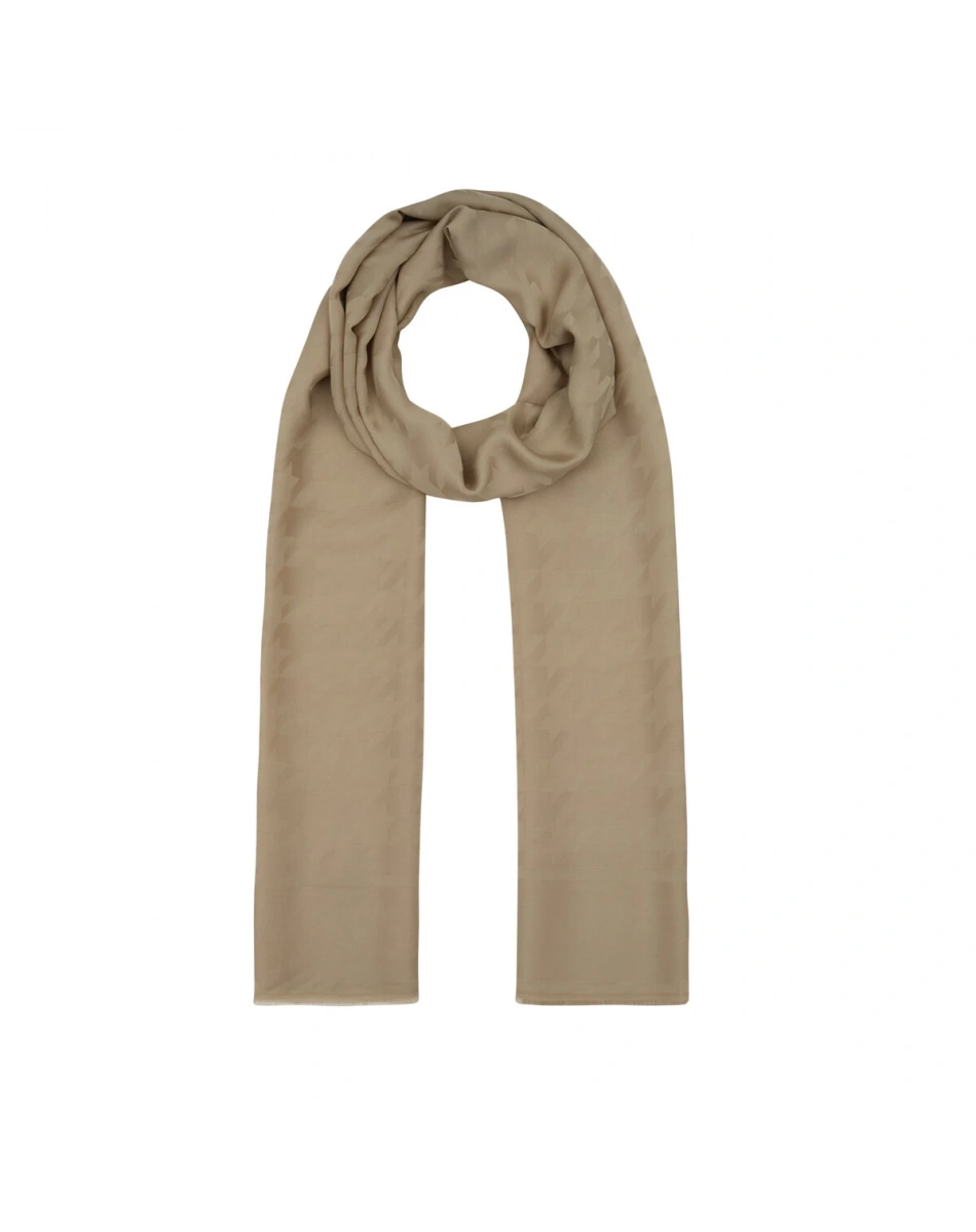 İpekevi 04390 Bej Dört Mevsim Kazayağı Desenli Monogram Şal