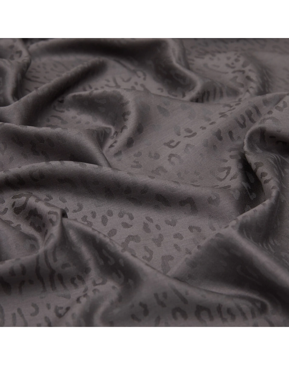 İpekevi 05784 Açık Füme Leopar Jakar Desenli İpek Şal