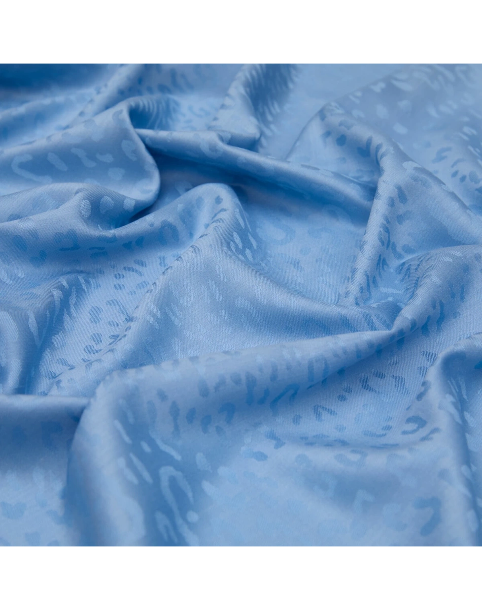 İpekevi 05784 Bebe Mavi Leopar Jakar Desenli İpek Şal