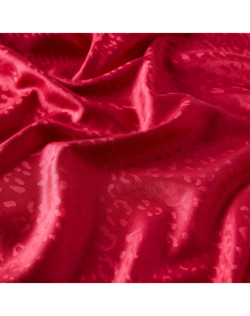 İpekevi 05784 Fuşya Leopar Jakar Desenli İpek Şal