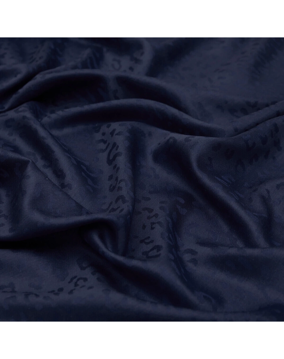 İpekevi 05784 Lacivert Leopar Jakar Desenli İpek Şal