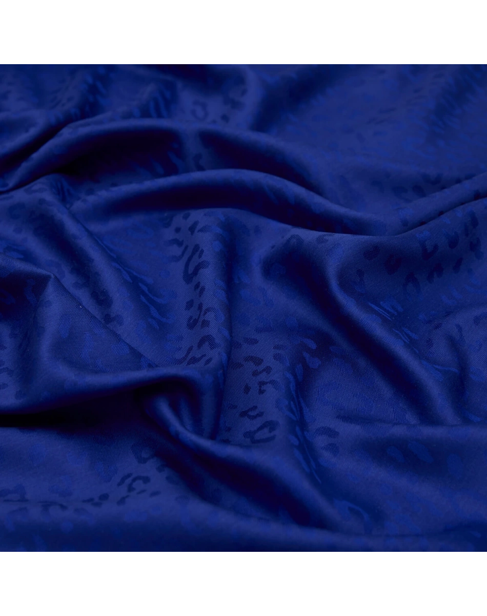 İpekevi 05784 Saks Mavi Leopar Jakar Desenli İpek Şal