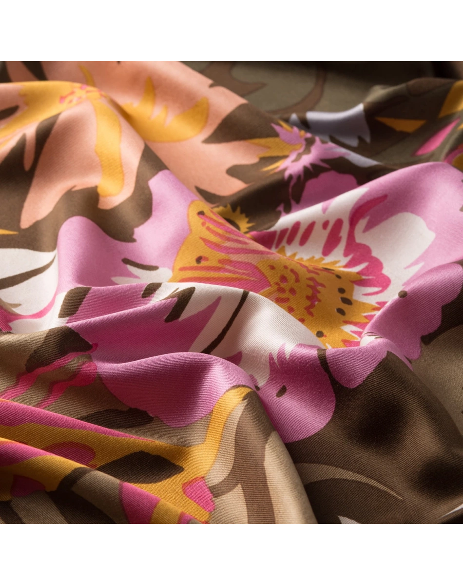 İpekevi 06111 Haki Nihavent Desenli İpek Şal