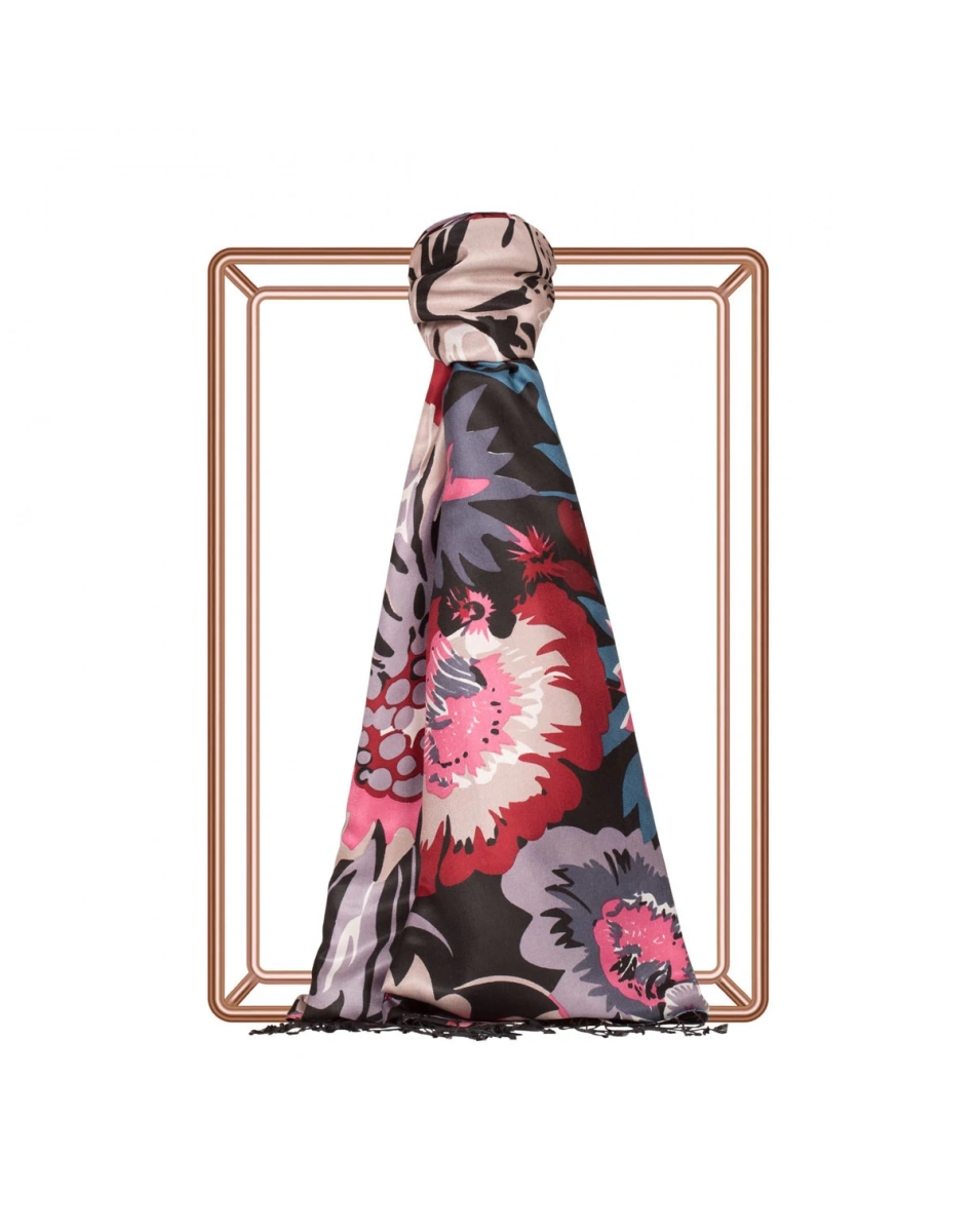 İpekevi 06111 Siyah Nihavent Desenli İpek Şal