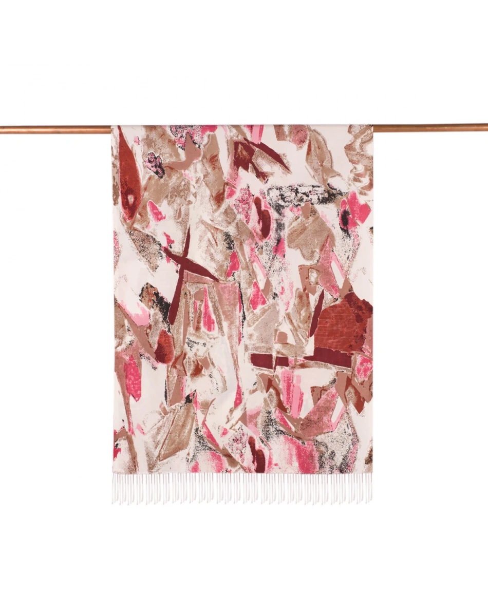 İpekevi 07264 Krem Kahve Alüvyal Desenli İpek Şal