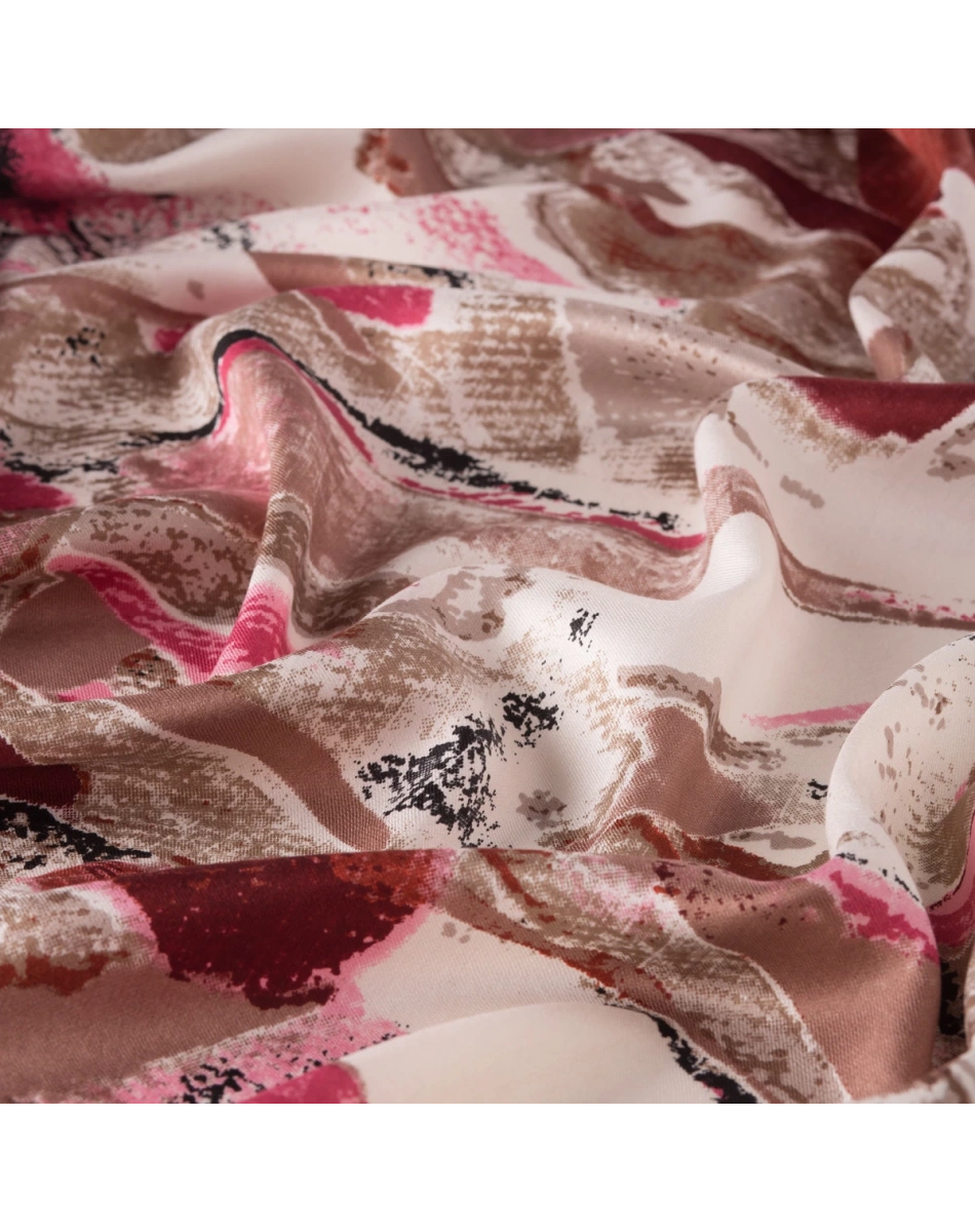 İpekevi 07264 Krem Kahve Alüvyal Desenli İpek Şal