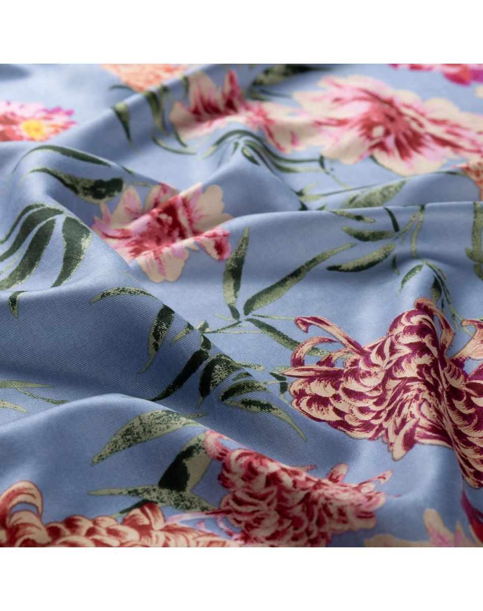 İpekevi 07651 Bebe Mavisi Krizantem Desenli İpek Şal