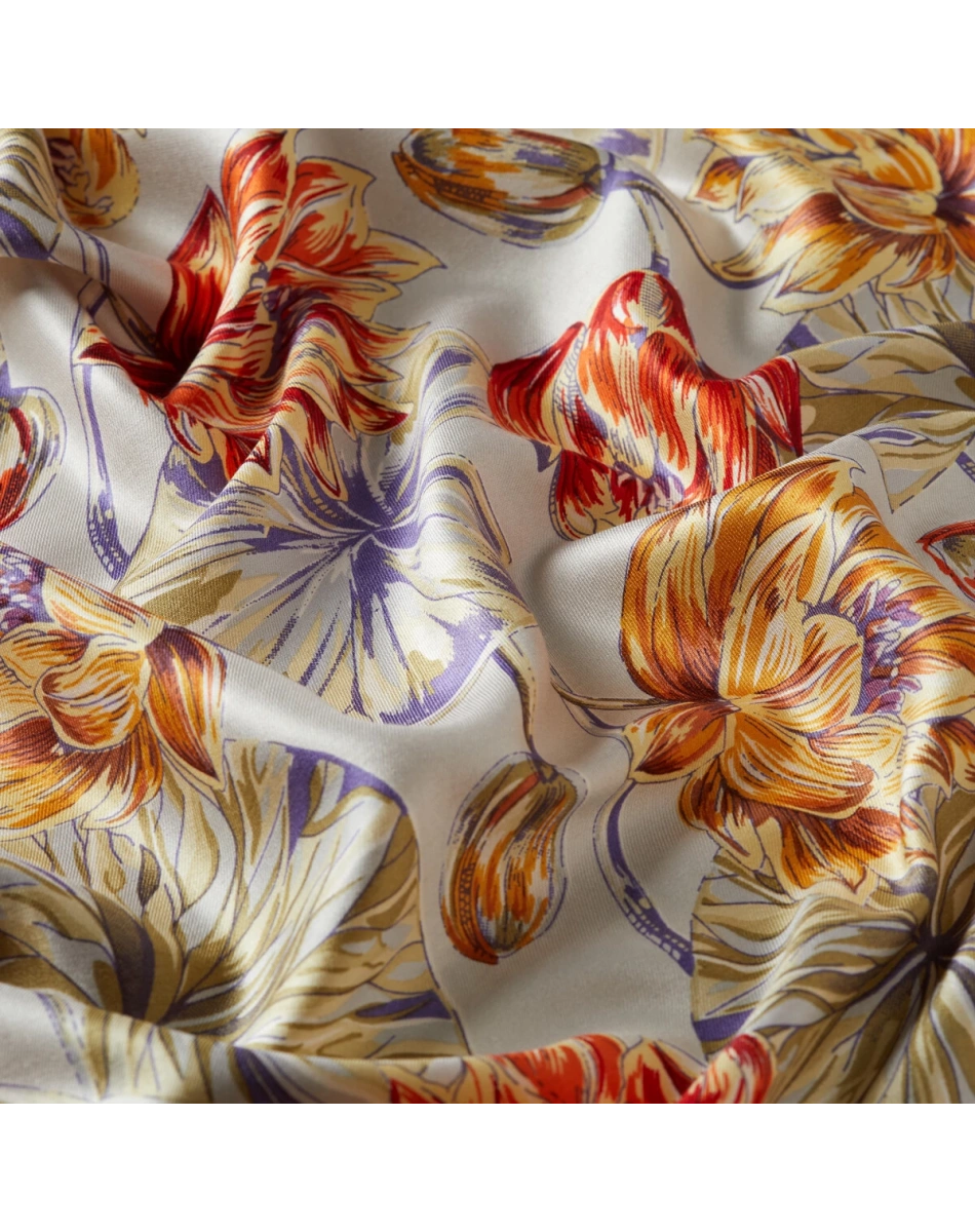 İpekevi 07798 Taş Lotus Desenli İpek Şal