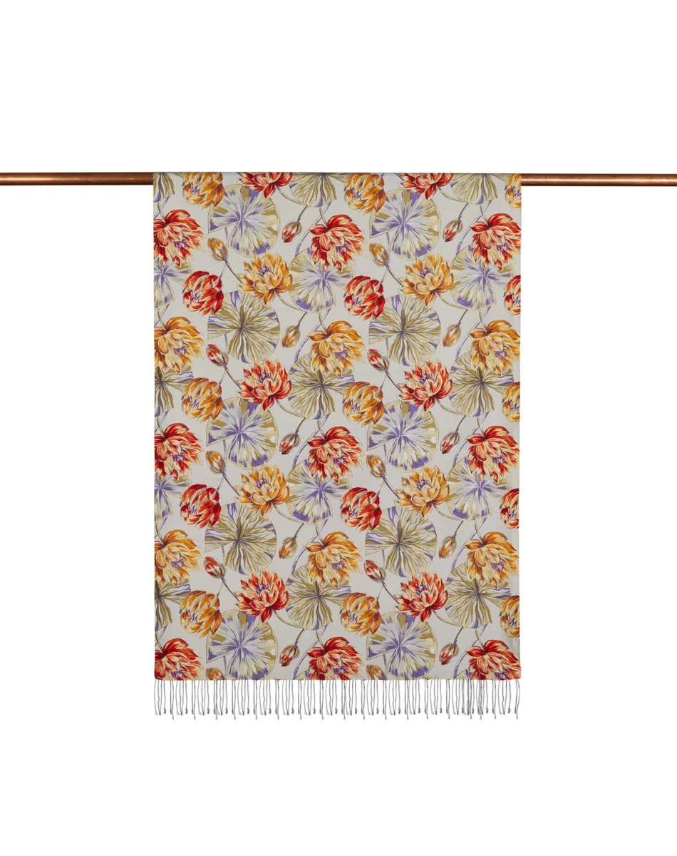 İpekevi 07798 Taş Lotus Desenli İpek Şal