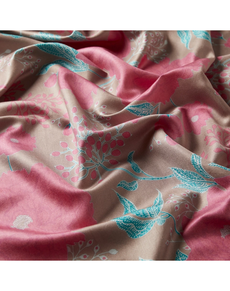 İpekevi 08251 Vizon Rosa Desenli İpek Şal