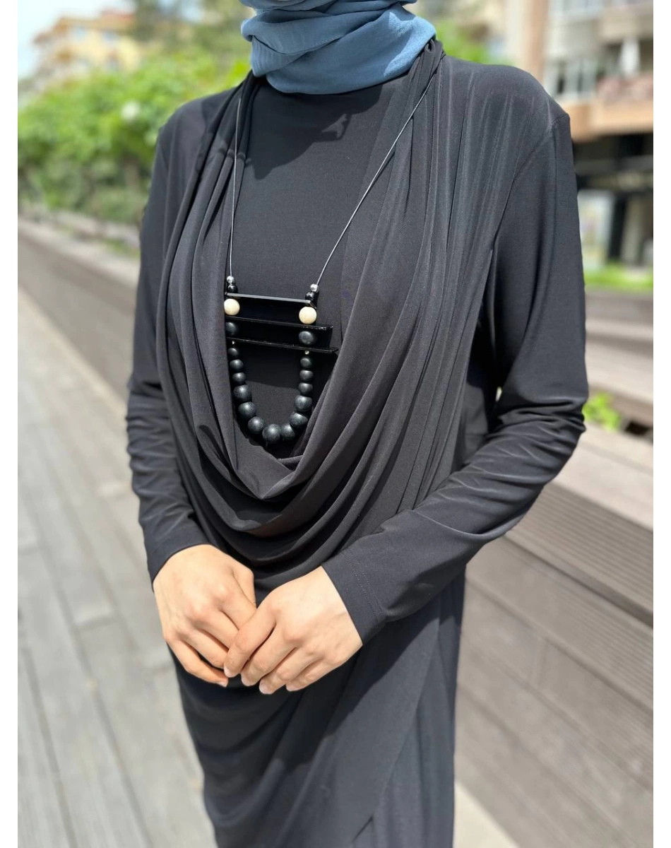 Kahma 24Y12059 Siyah Buzi Kumaş Takım