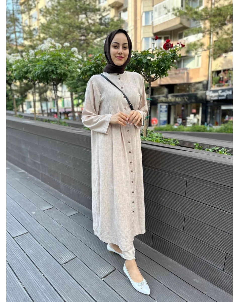 Kahma 24Y13057 Latte Önü Düğmeli Kap