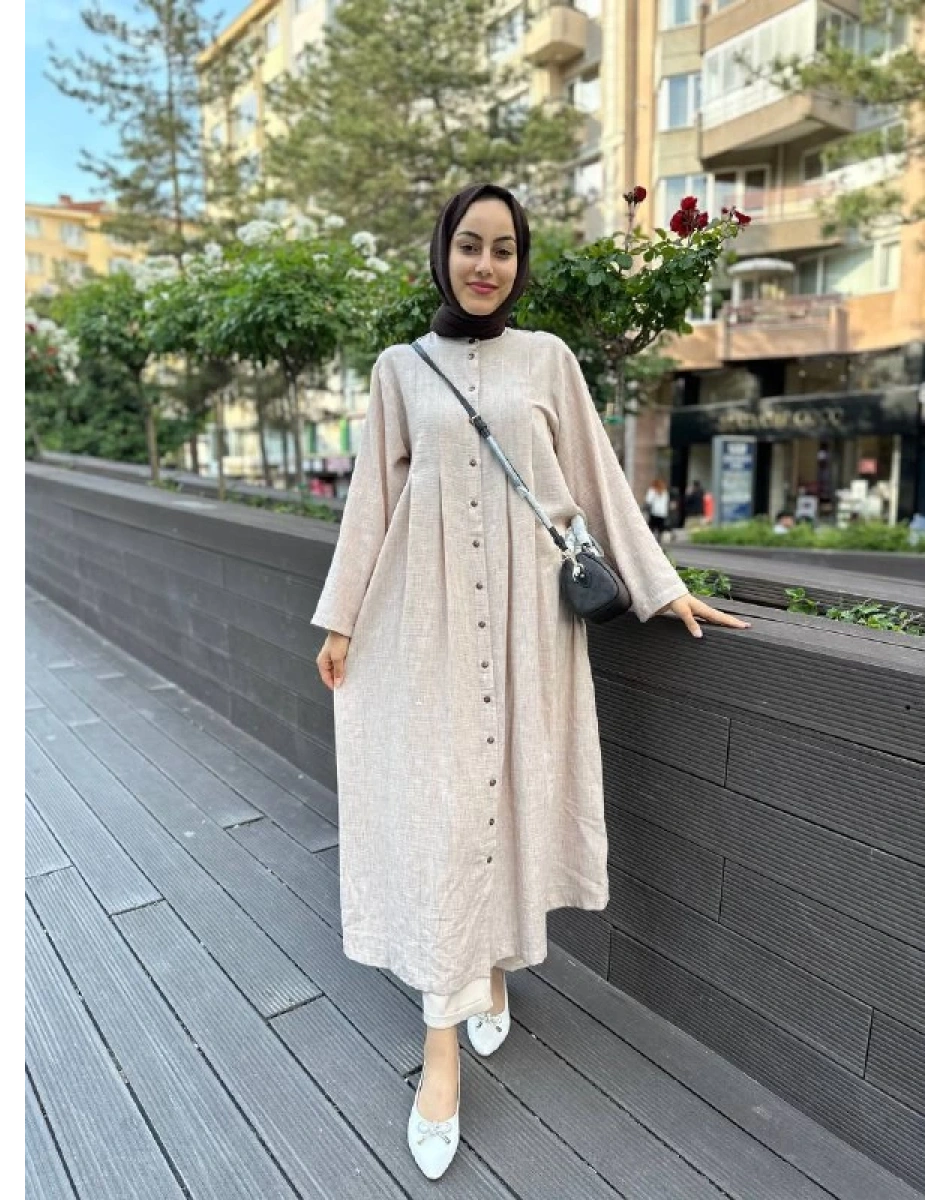 Kahma 24Y13057 Latte Önü Düğmeli Kap