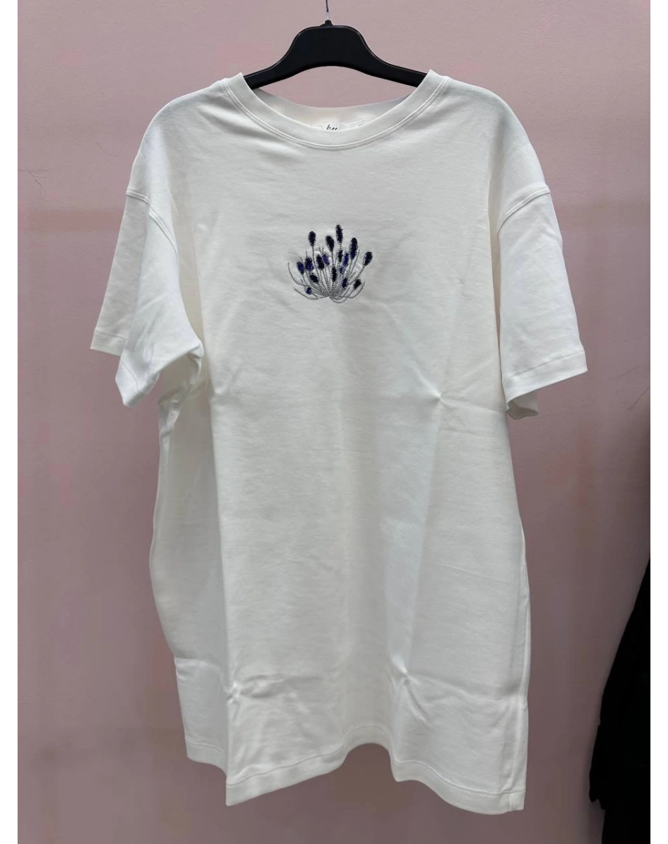 Lisa Exclusive 5011 Beyaz Çiçek Nakış Tişört