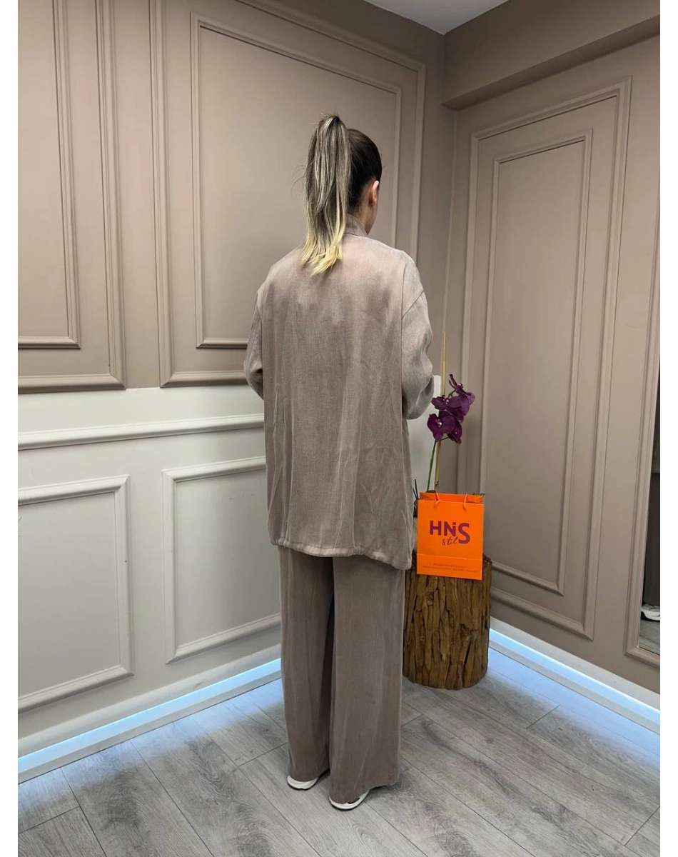 Lisa Exclusive 5031 Bej Yakası Taş Detaylı Takım