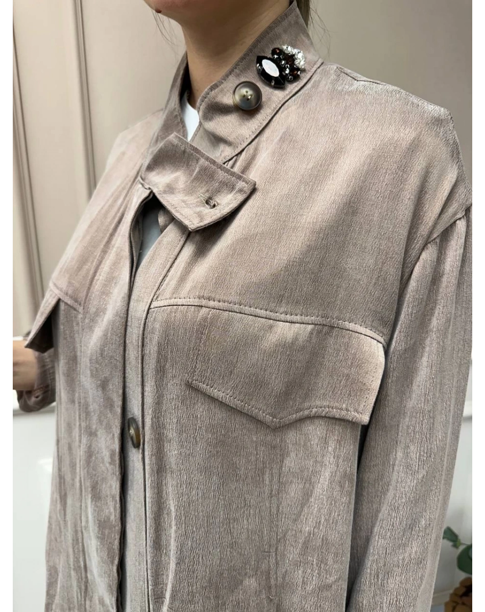 Lisa Exclusive 5031 Bej Yakası Taş Detaylı Takım