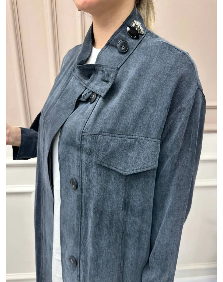 Lisa Exclusive 5031 Siyah Yakası Taş Detaylı Takım