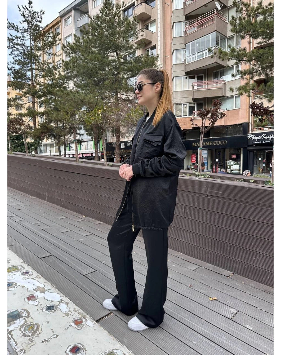 Lisa Exclusive 5049 Siyah Kolu Büzgülü Takım