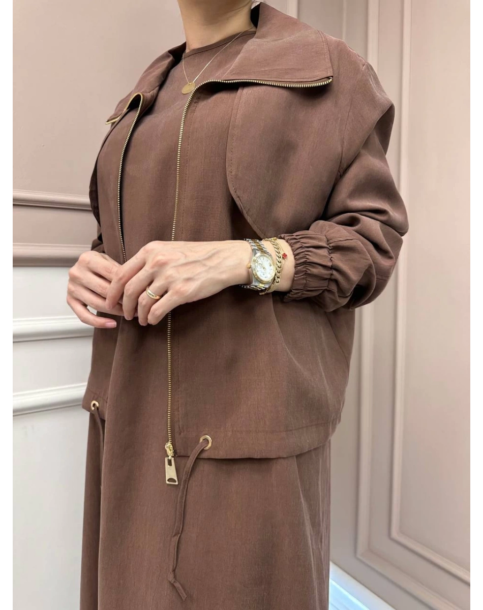 Lisa Exclusive 5096 Kahve Ceketli Elbise