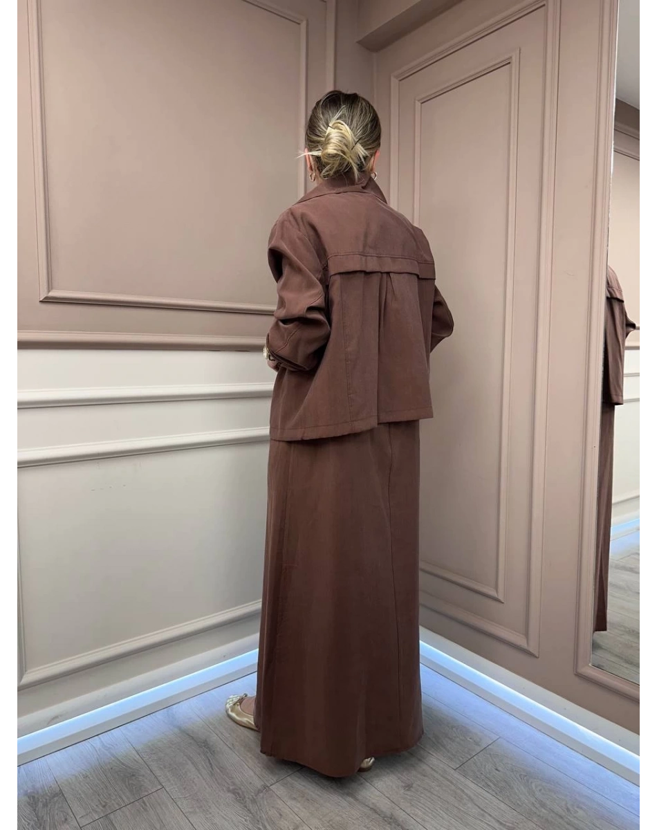 Lisa Exclusive 5096 Kahve Ceketli Elbise