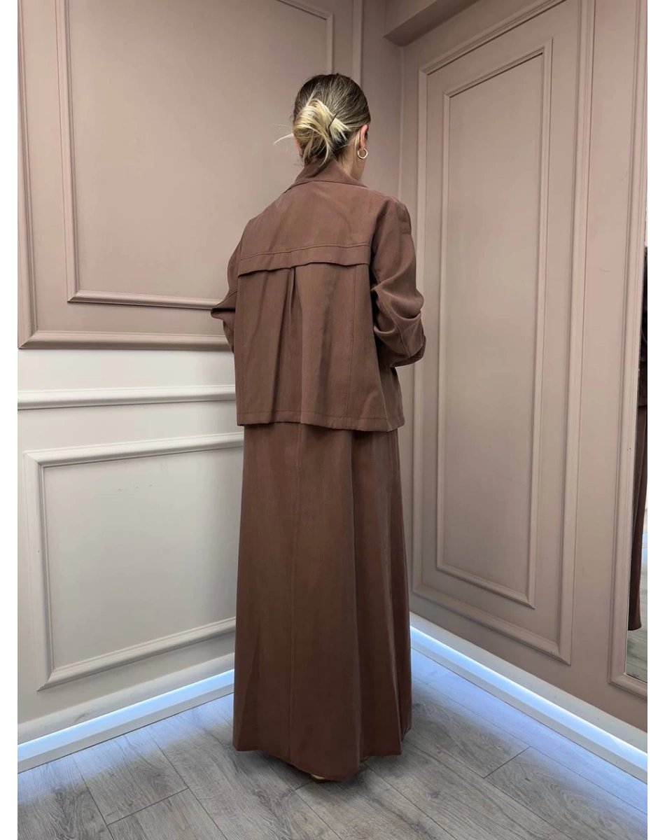 Lisa Exclusive 5096 Kahve Ceketli Elbise