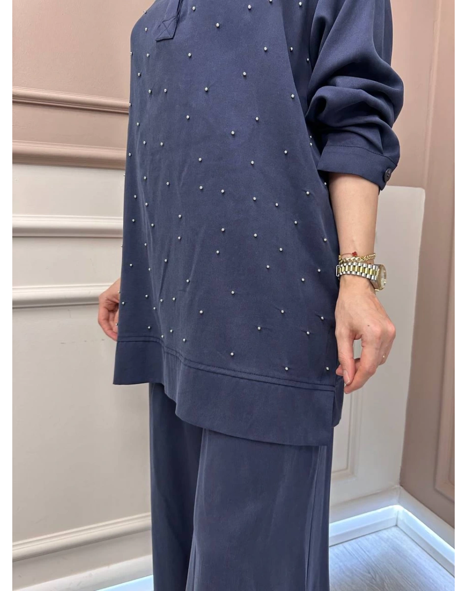 Lisa Exclusive 5111 Lacivert Boncuk Detaylı Takım