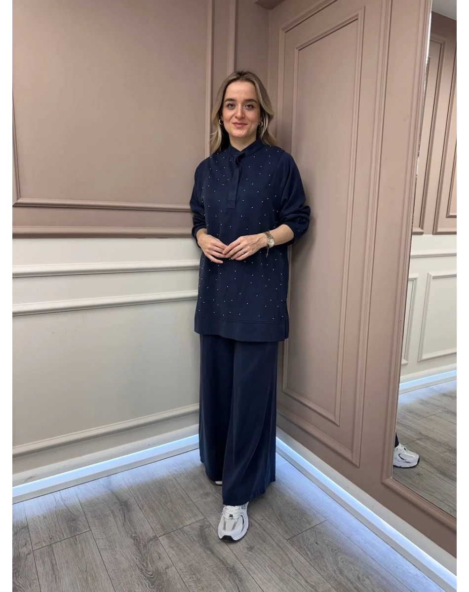 Lisa Exclusive 5111 Lacivert Boncuk Detaylı Takım