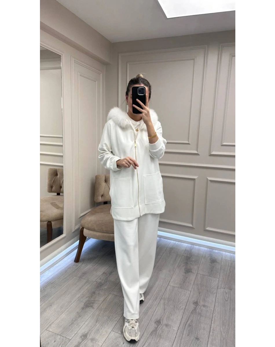 Lisa Exclusive 6074 Ekru Kürklü Takım