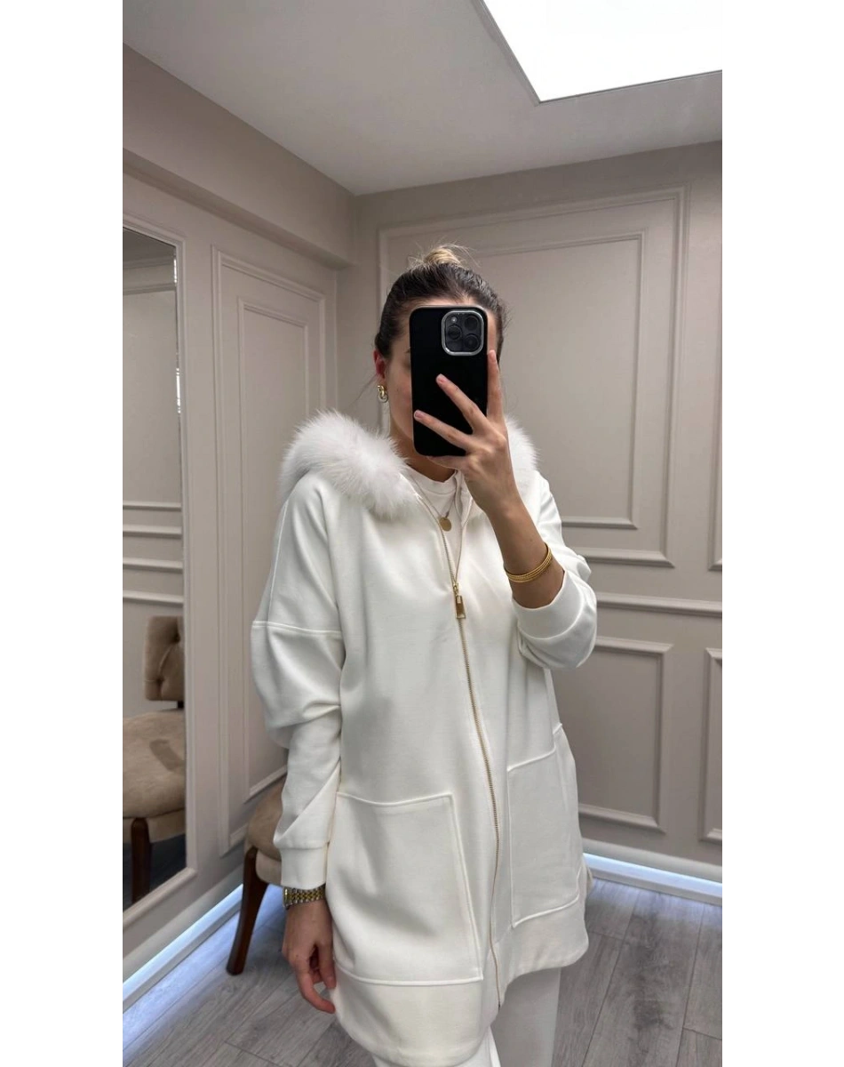 Lisa Exclusive 6074 Ekru Kürklü Takım