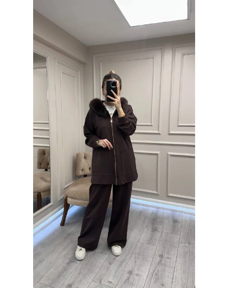 Lisa Exclusive 6074 Kahve Kürklü Takım