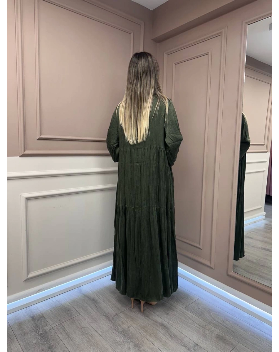 Lissmore 5793 Haki Yaka Detaylı Elbise