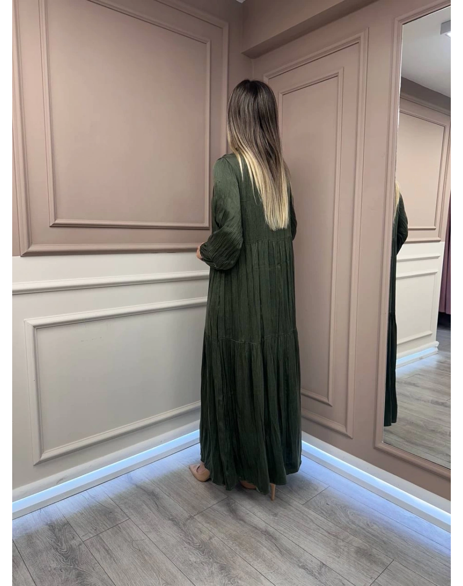 Lissmore 5793 Haki Yaka Detaylı Elbise