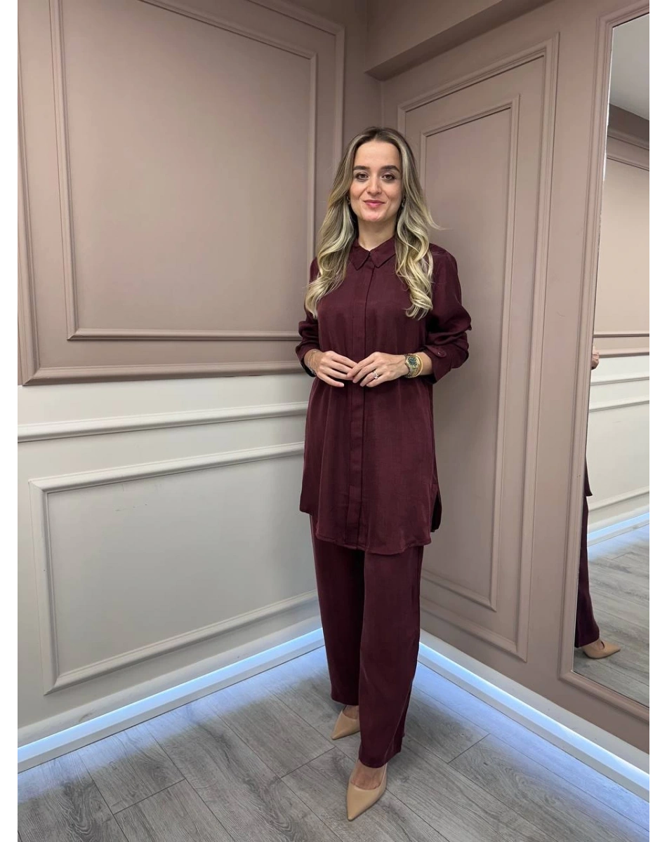 Lissmore 5919 Bordo Kol Detaylı Takım