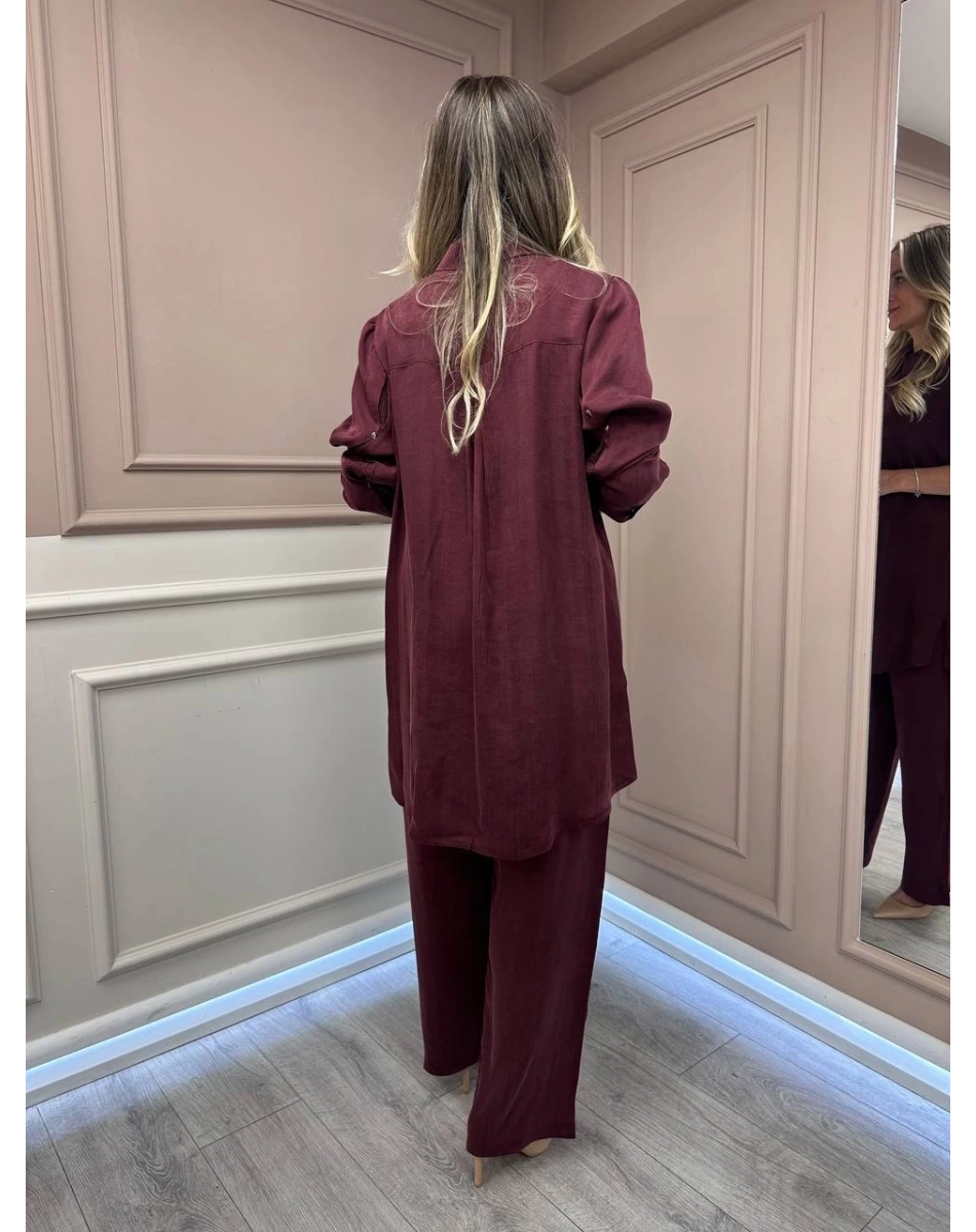 Lissmore 5919 Bordo Kol Detaylı Takım