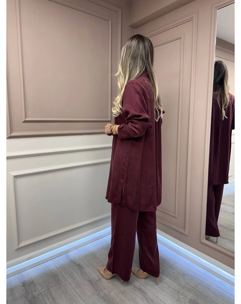 Lissmore 5919 Bordo Kol Detaylı Takım