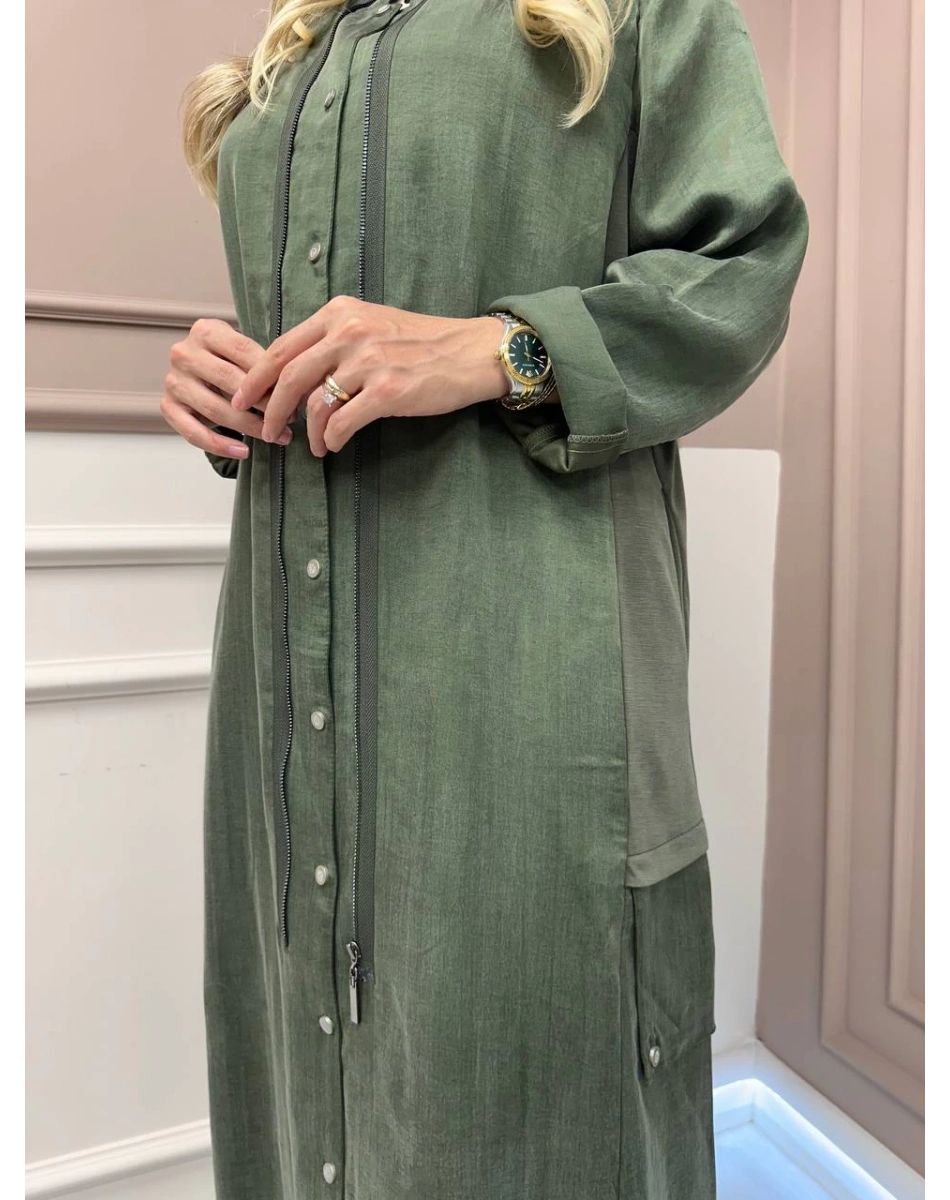 Lissmore 5956 Haki Fermuar Detaylı Kap